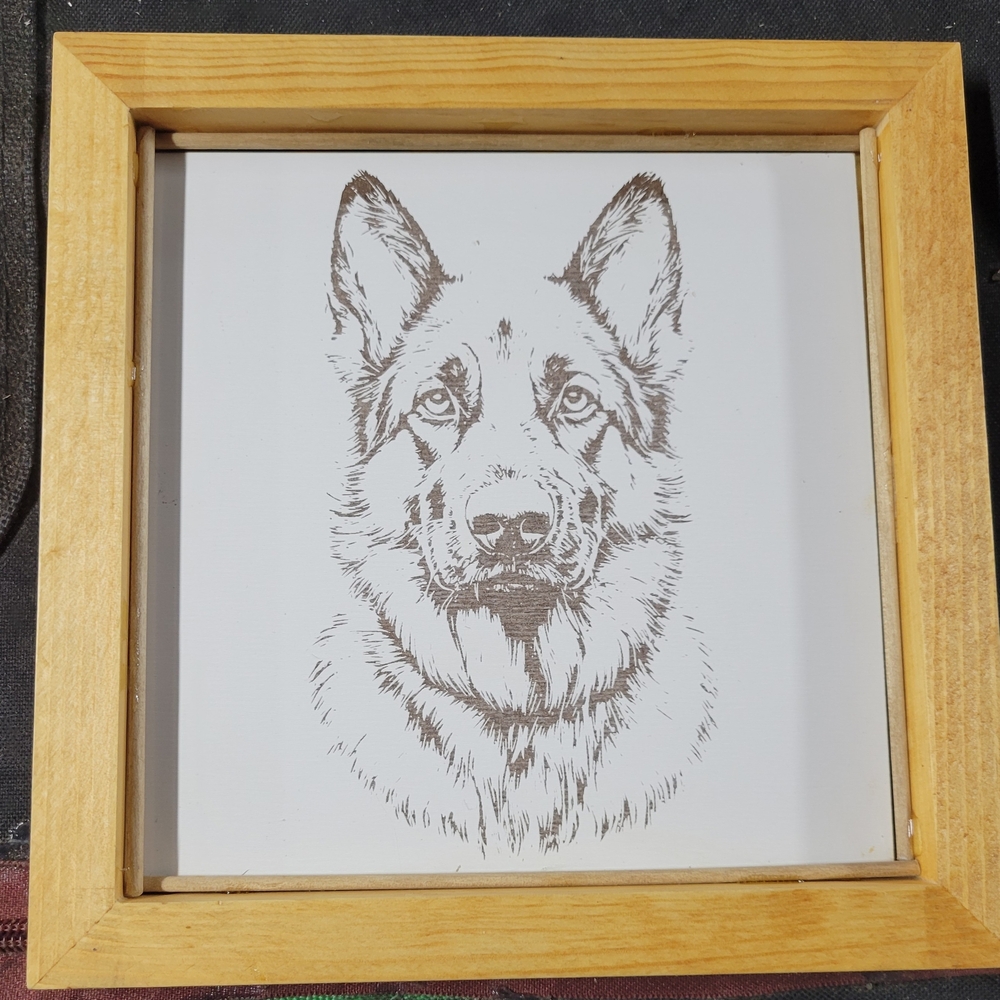 Rustic Wooden Framed Dog Art